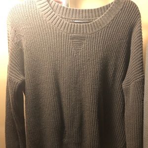 Green distressed sweater